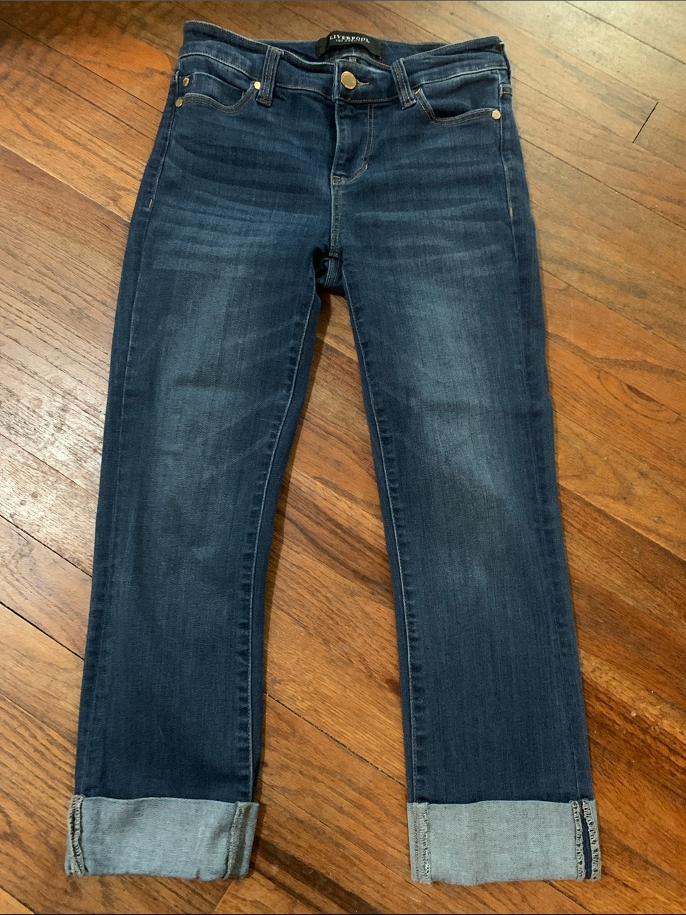 Liverpool Dark Indigo Cuffed Jeans